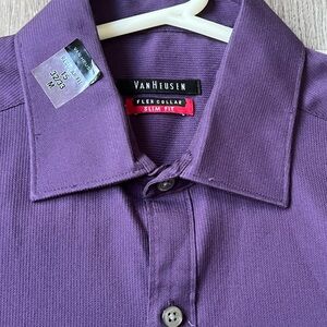 Van Heusen Purple Dress Shirt Elegant Design